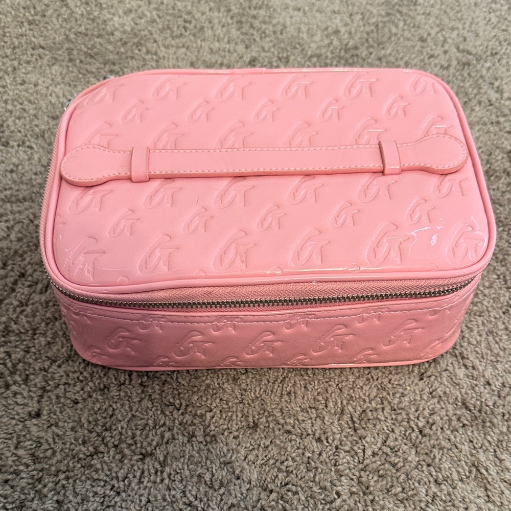 Pink Embossed Makeup Bag